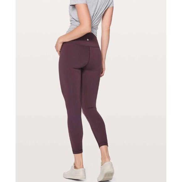 Lululemon Wunder Under Hi-Rise 7/8 Tight Full-On Luon 25" Black Cherry Size 10 - Picture 2 of 8